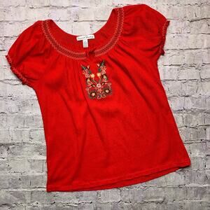 French Laundry Embroidered Top in Red